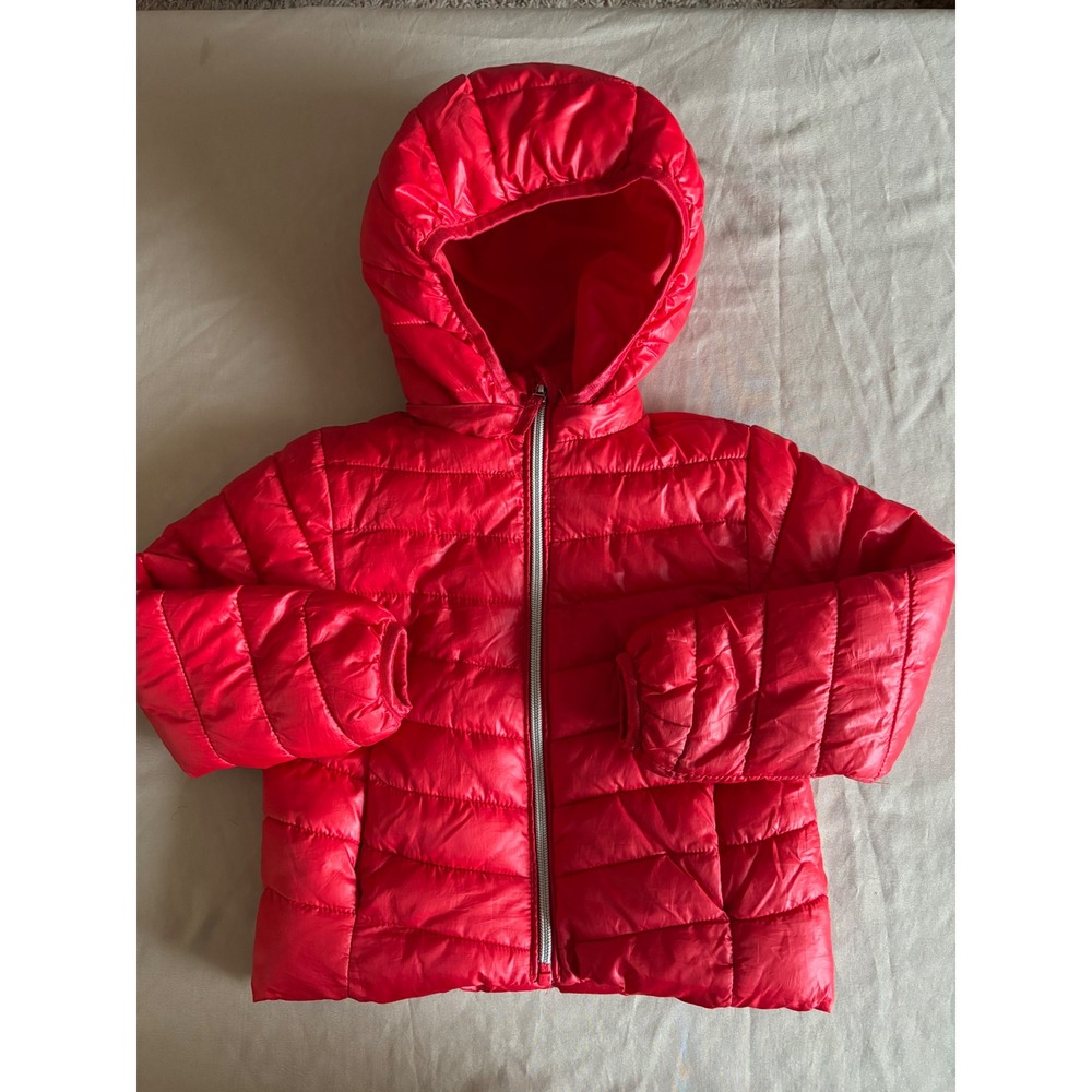 HM Kids Red Puffer Jacket Hooded Quilted Lightweight Coat Size 3-4Y